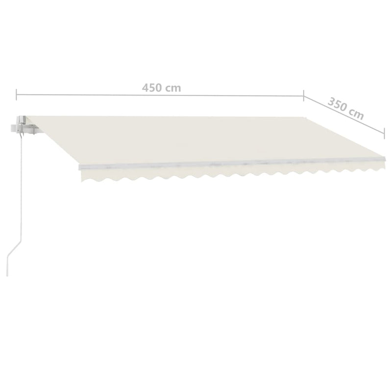 Manual Retractable Awning with LED 450x350 cm Cream