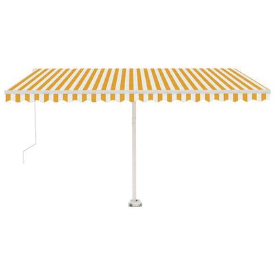 Manual Retractable Awning with LED 450x350 cm Yellow and White