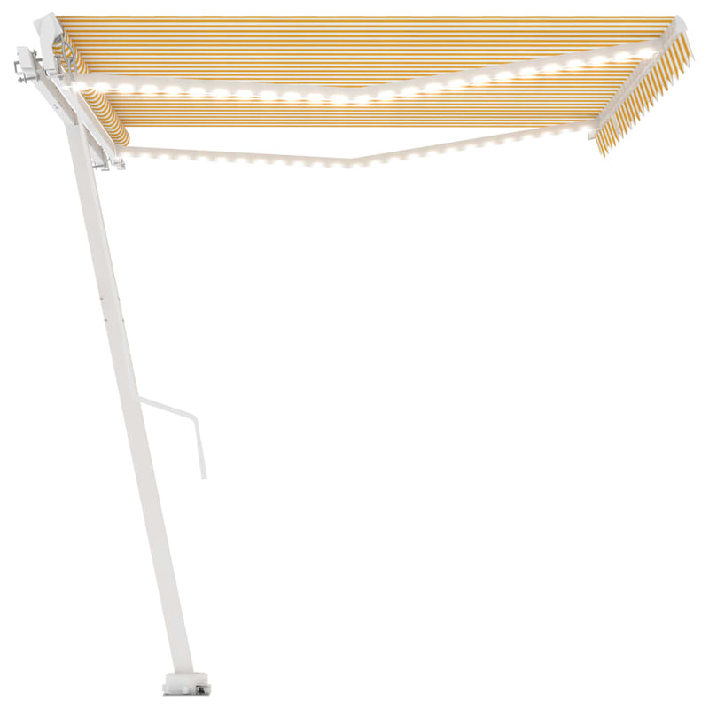 Manual Retractable Awning with LED 450x350 cm Yellow and White