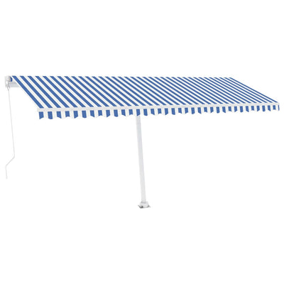 Manual Retractable Awning with LED 500x350 cm Blue and White