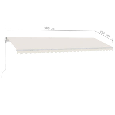 Manual Retractable Awning with LED 500x350 cm Cream