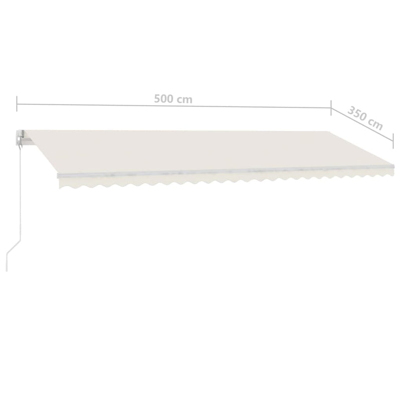 Manual Retractable Awning with LED 500x350 cm Cream