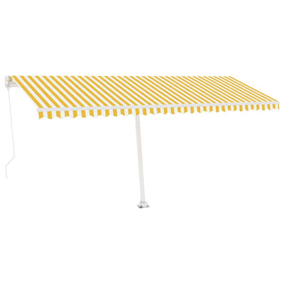 Manual Retractable Awning with LED 500x350 cm Yellow and White