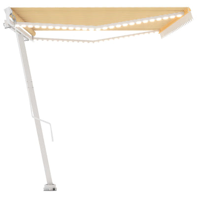 Manual Retractable Awning with LED 500x350 cm Yellow and White