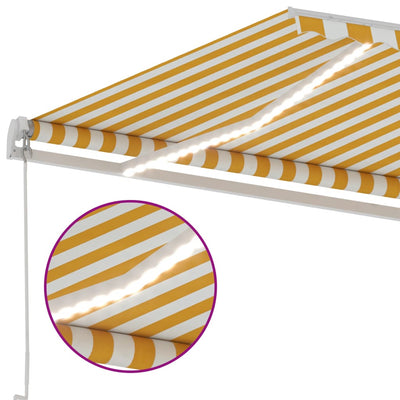 Manual Retractable Awning with LED 500x350 cm Yellow and White