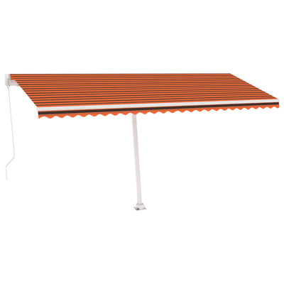 Manual Retractable Awning with LED 500x350 cm Orange and Brown