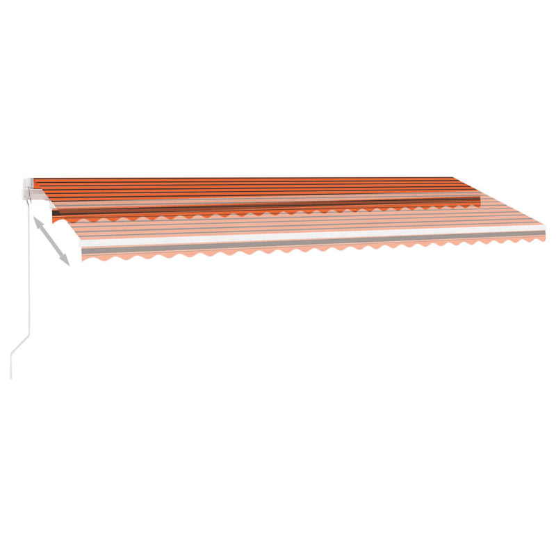 Manual Retractable Awning with LED 500x350 cm Orange and Brown