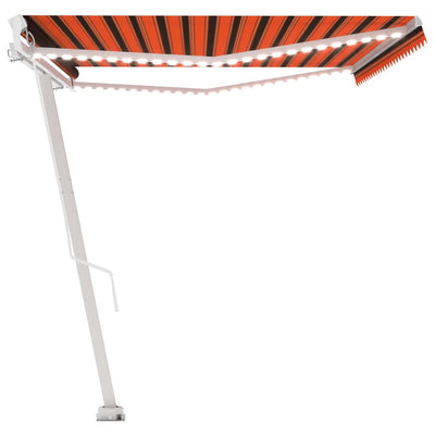 Manual Retractable Awning with LED 500x350 cm Orange and Brown