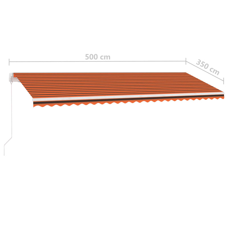 Manual Retractable Awning with LED 500x350 cm Orange and Brown