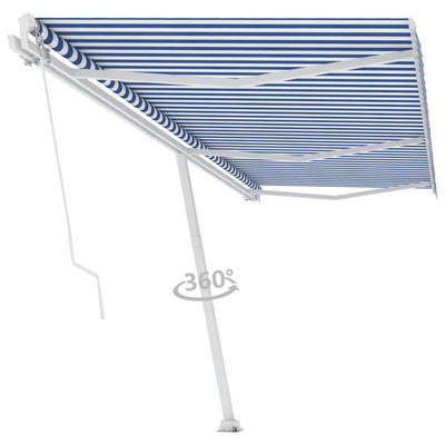 Freestanding Manual Retractable Awning 600x350 cm Blue/White