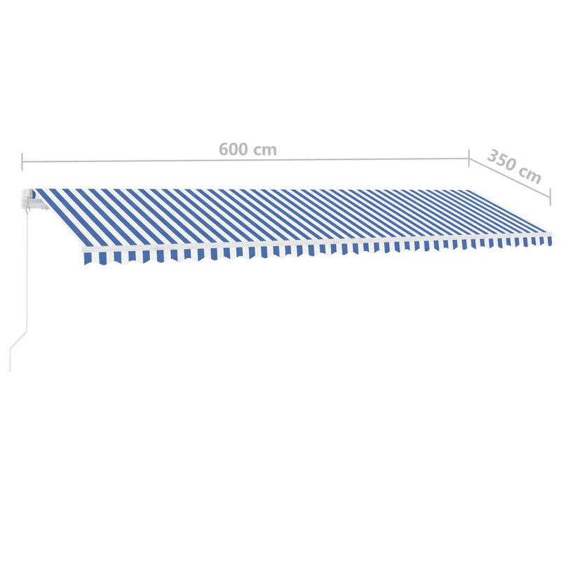 Freestanding Manual Retractable Awning 600x350 cm Blue/White