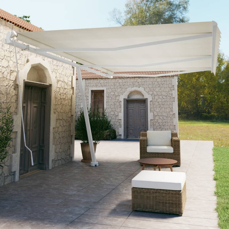 Freestanding Manual Retractable Awning 600x350 cm Cream