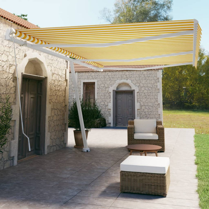 Freestanding Manual Retractable Awning 600x350 cm Yellow/White