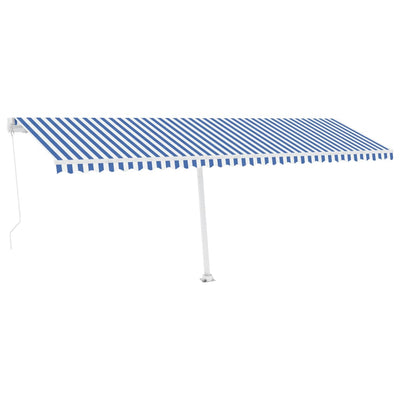 Manual Retractable Awning with LED 600x350 cm Blue and White