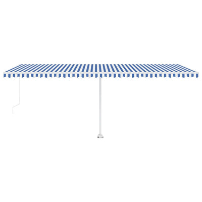 Manual Retractable Awning with LED 600x350 cm Blue and White