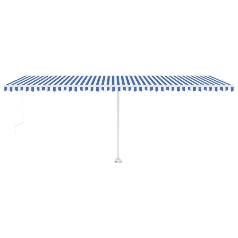 Manual Retractable Awning with LED 600x350 cm Blue and White