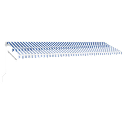 Manual Retractable Awning with LED 600x350 cm Blue and White