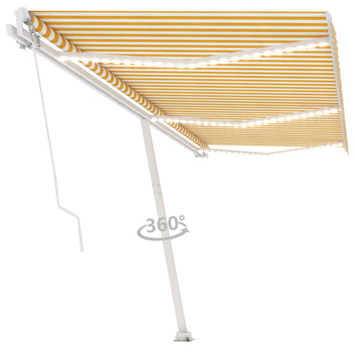 Manual Retractable Awning with LED 600x350 cm Yellow and White