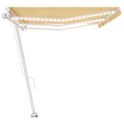 Manual Retractable Awning with LED 600x350 cm Yellow and White