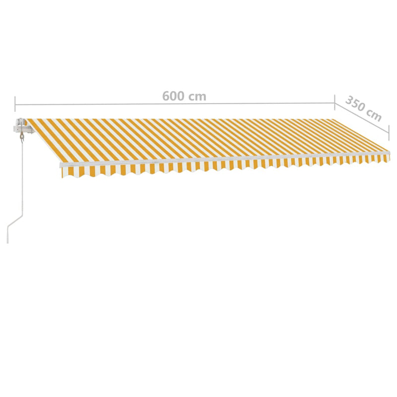 Manual Retractable Awning with LED 600x350 cm Yellow and White