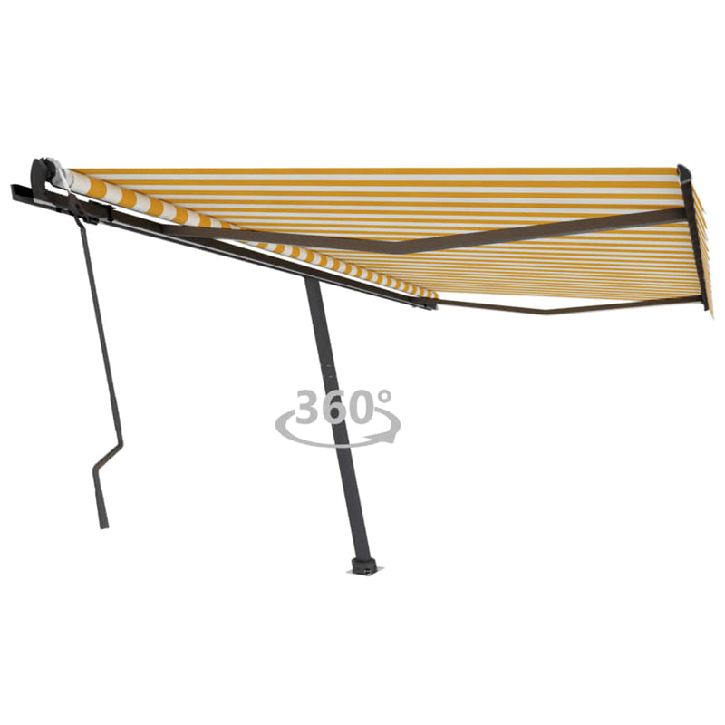 Freestanding Manual Retractable Awning 400x300 cm Yellow/White