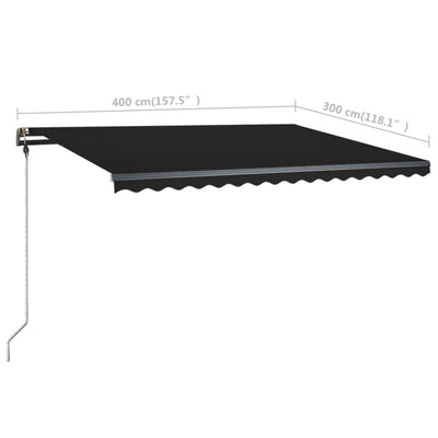 Manual Retractable Awning with LED 400x300 cm Anthracite