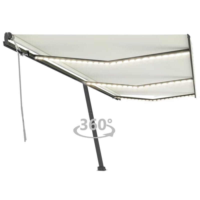 Manual Retractable Awning with LED 600x300 cm Cream