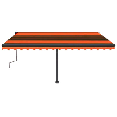 Manual Retractable Awning with LED 400x350 cm Orange and Brown