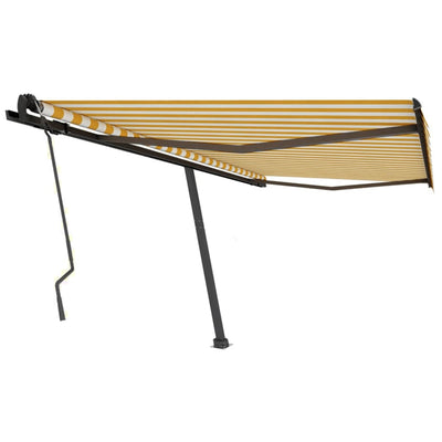 Freestanding Manual Retractable Awning 450x350 cm Yellow/White