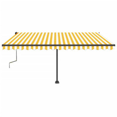 Freestanding Manual Retractable Awning 450x350 cm Yellow/White