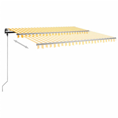 Freestanding Manual Retractable Awning 450x350 cm Yellow/White