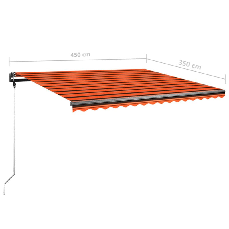 Freestanding Manual Retractable Awning 450x350 cm Orange/Brown