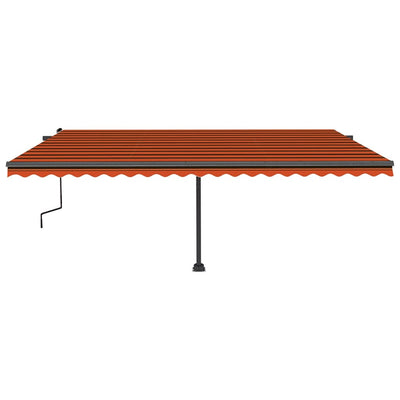 Manual Retractable Awning with LED 500x350 cm Orange and Brown