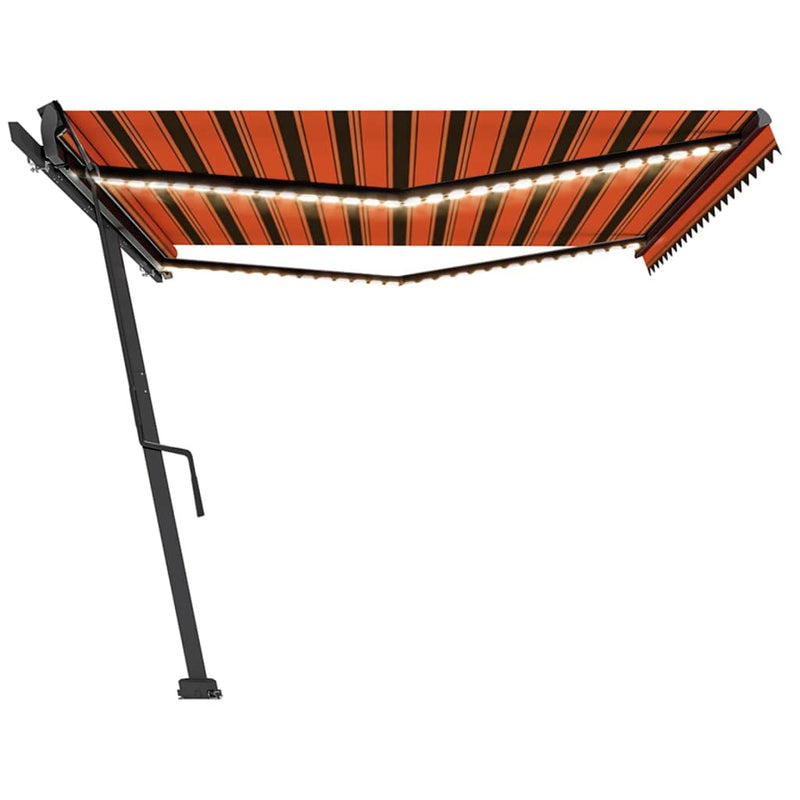 Manual Retractable Awning with LED 500x350 cm Orange and Brown