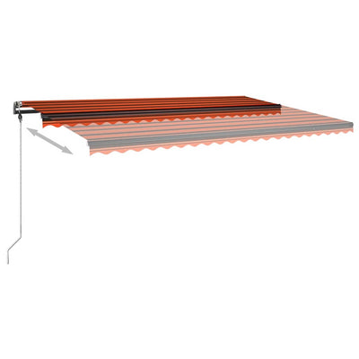 Manual Retractable Awning with LED 500x350 cm Orange and Brown