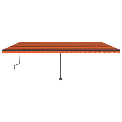 Manual Retractable Awning with LED 600x350 cm Orange and Brown