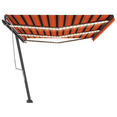 Manual Retractable Awning with LED 600x350 cm Orange and Brown