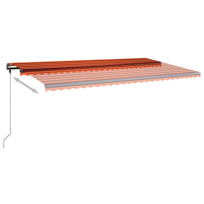 Manual Retractable Awning with LED 600x350 cm Orange and Brown