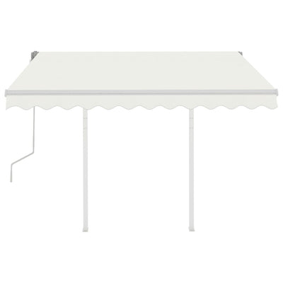 Manual Retractable Awning with Posts 3x2.5 m Cream