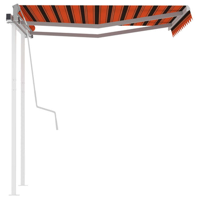 Manual Retractable Awning with Posts 3x2.5 m Orange and Brown