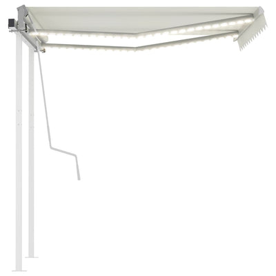 Manual Retractable Awning with LED 3x2.5 m Cream