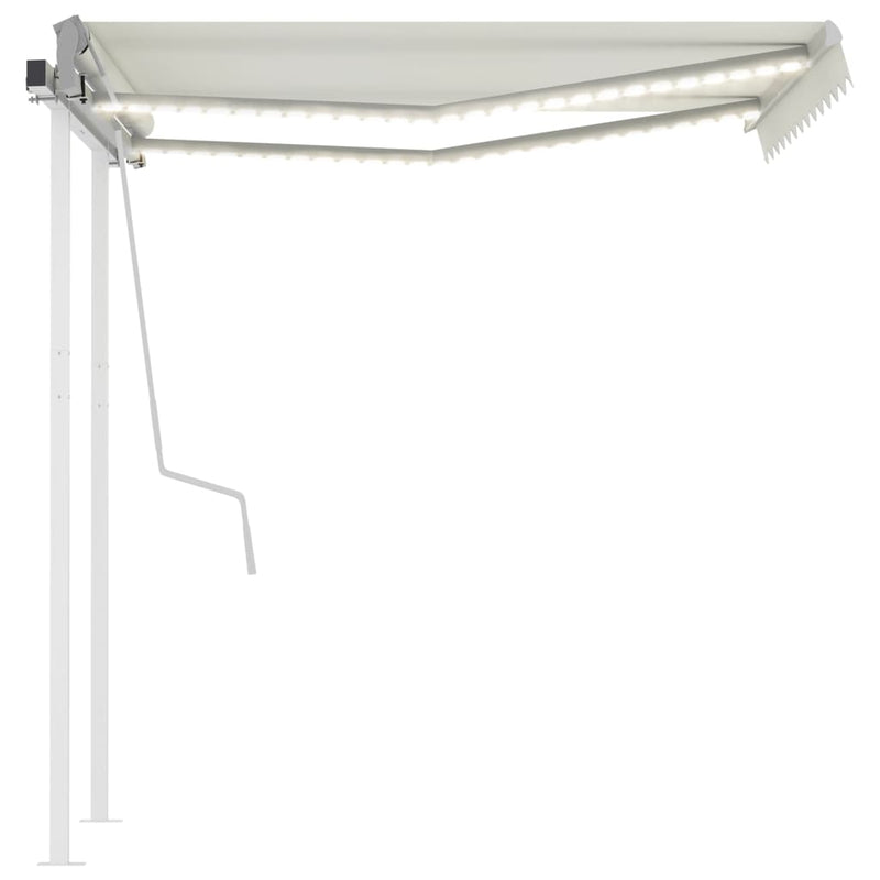 Manual Retractable Awning with LED 3x2.5 m Cream