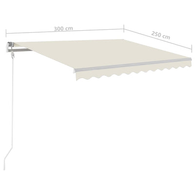 Manual Retractable Awning with LED 3x2.5 m Cream