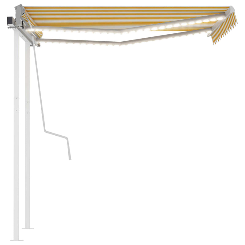 Manual Retractable Awning with LED 3x2.5 m Yellow and White