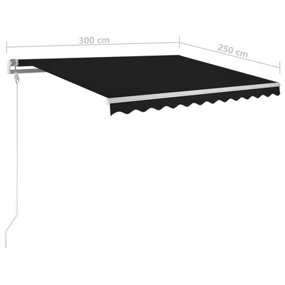 Manual Retractable Awning with LED 3x2.5 m Anthracite