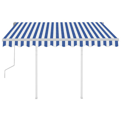 Manual Retractable Awning with Posts 3.5x2.5 m Blue and White