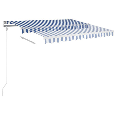 Manual Retractable Awning with Posts 3.5x2.5 m Blue and White