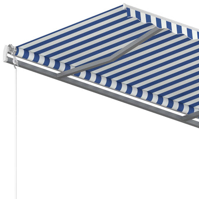 Manual Retractable Awning with Posts 3.5x2.5 m Blue and White