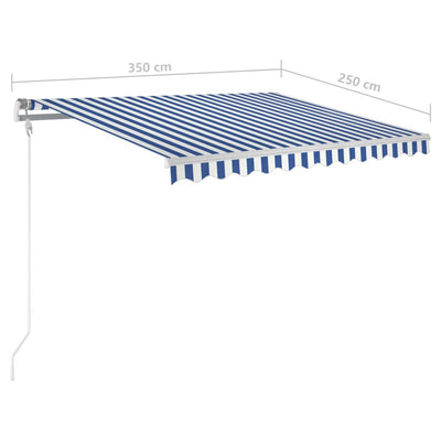 Manual Retractable Awning with Posts 3.5x2.5 m Blue and White