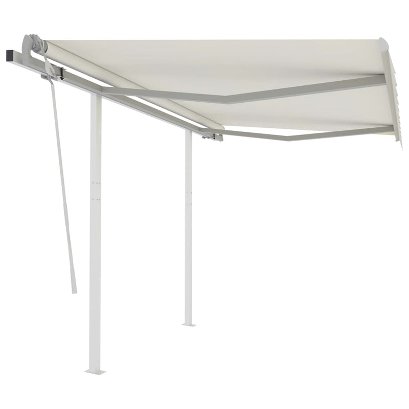 Manual Retractable Awning with Posts 3.5x2.5 m Cream